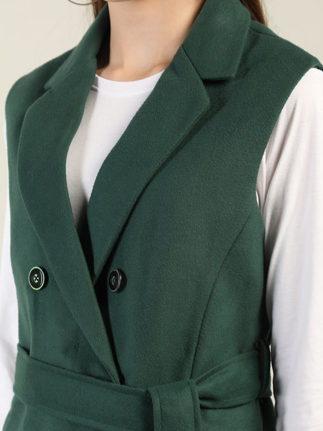 Women Green Solid Winter Coats