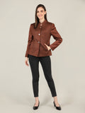 Women Self Design Single-Breasted Overcoat