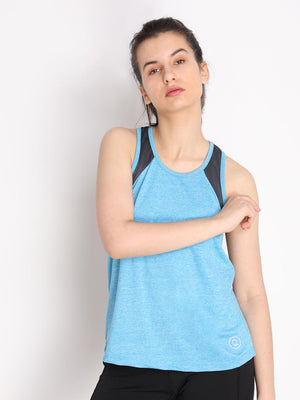 Women's Space Dye Blue Gym Tanktop Sleeveless Sports Vest | CHKOKKO 