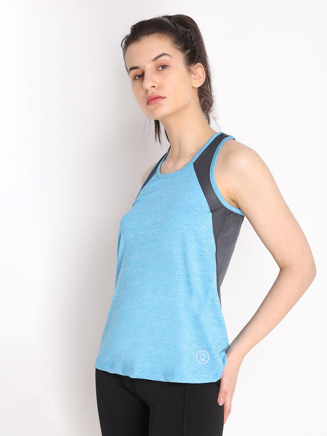 Women's Space Dye Blue Gym Tanktop Sleeveless Sports Vest | CHKOKKO 