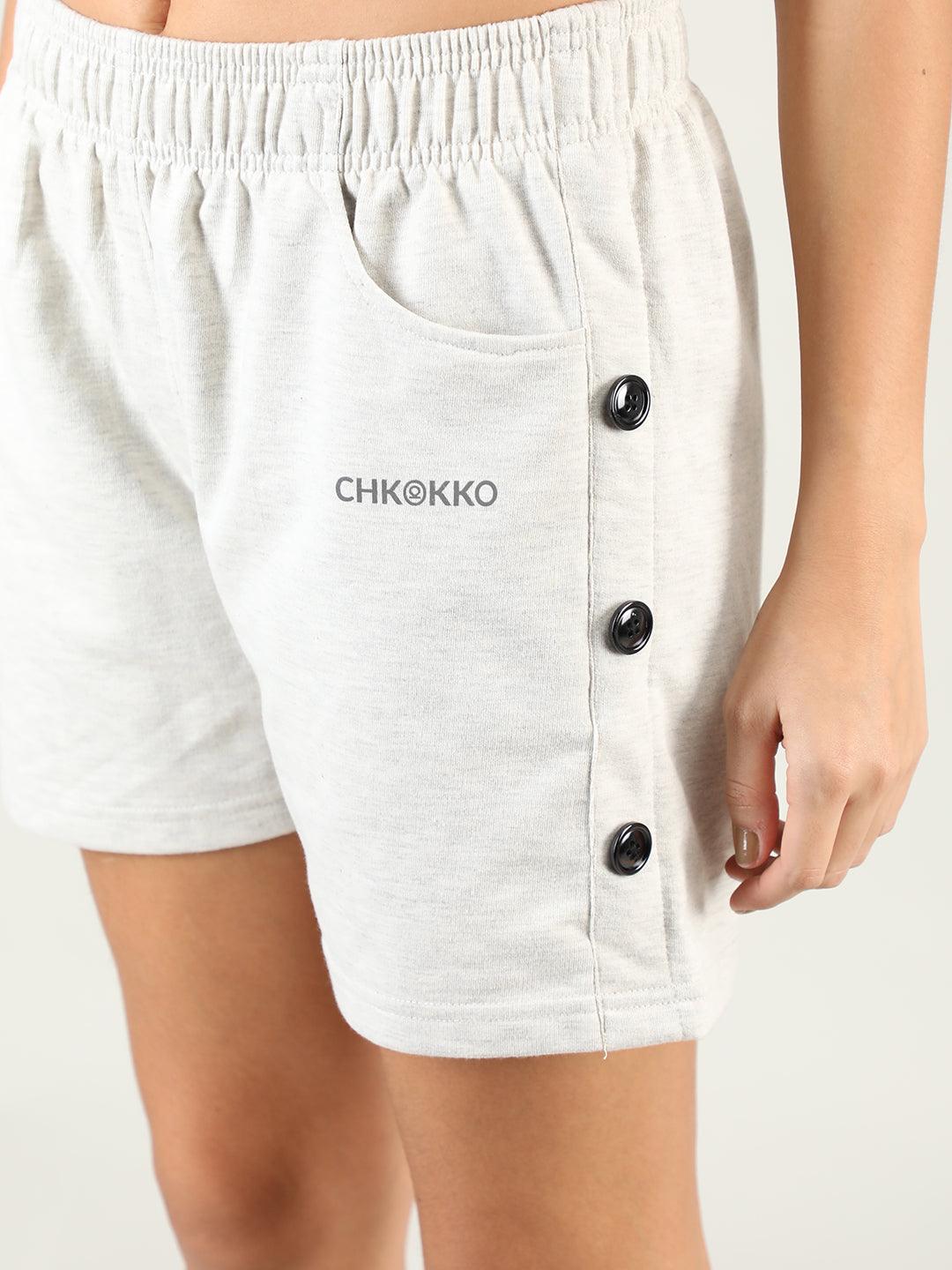 Women Solid Cotton Shorts | CHKOKKO - Chkokko
