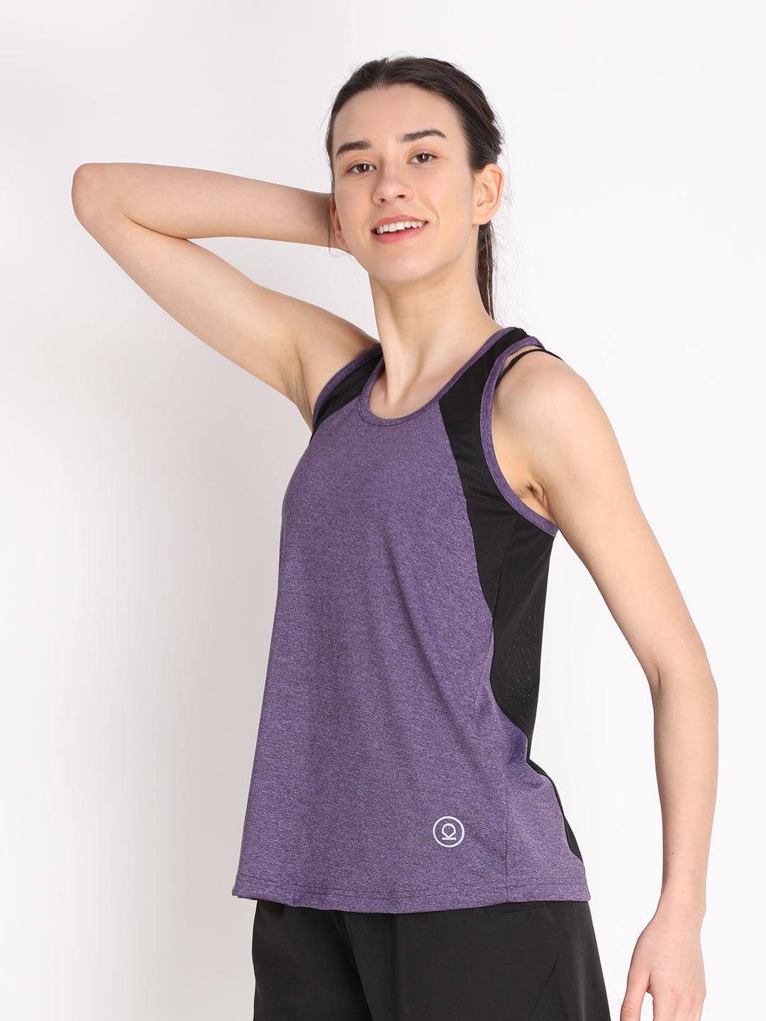 Women's Purple Sleeveless gym Tanktop | CHKOKKO