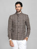 Men Checked Stand Collar Pea Coat