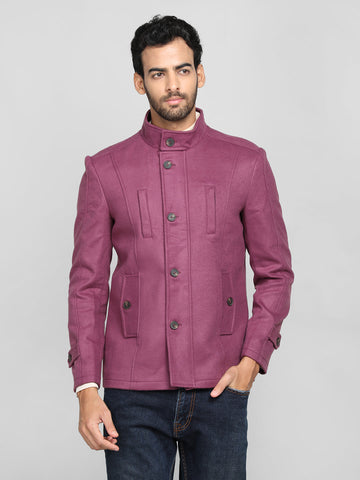 Men Stand Collar Overcoat Coat