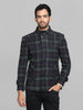 Men Checked Stand Collar Woolen Pea Coat
