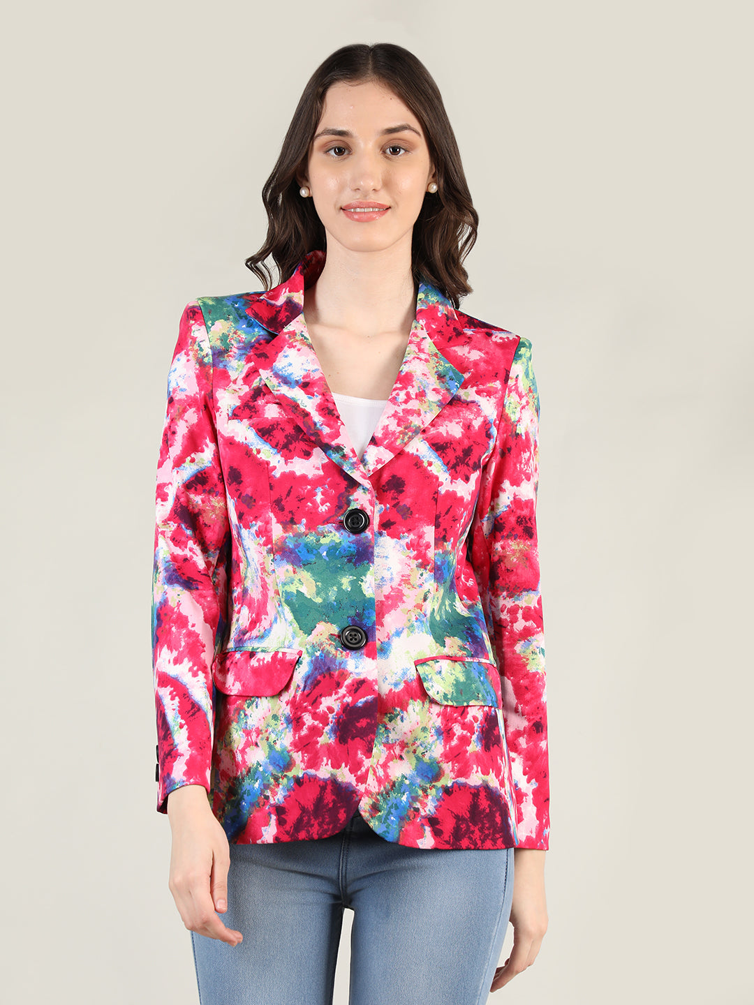 Women Printed Double-Breasted Overcoat