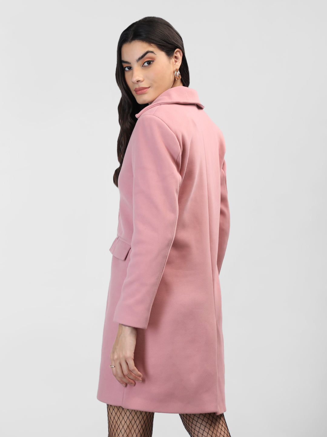 Women Double-Breasted Longline Woollen Overcoat