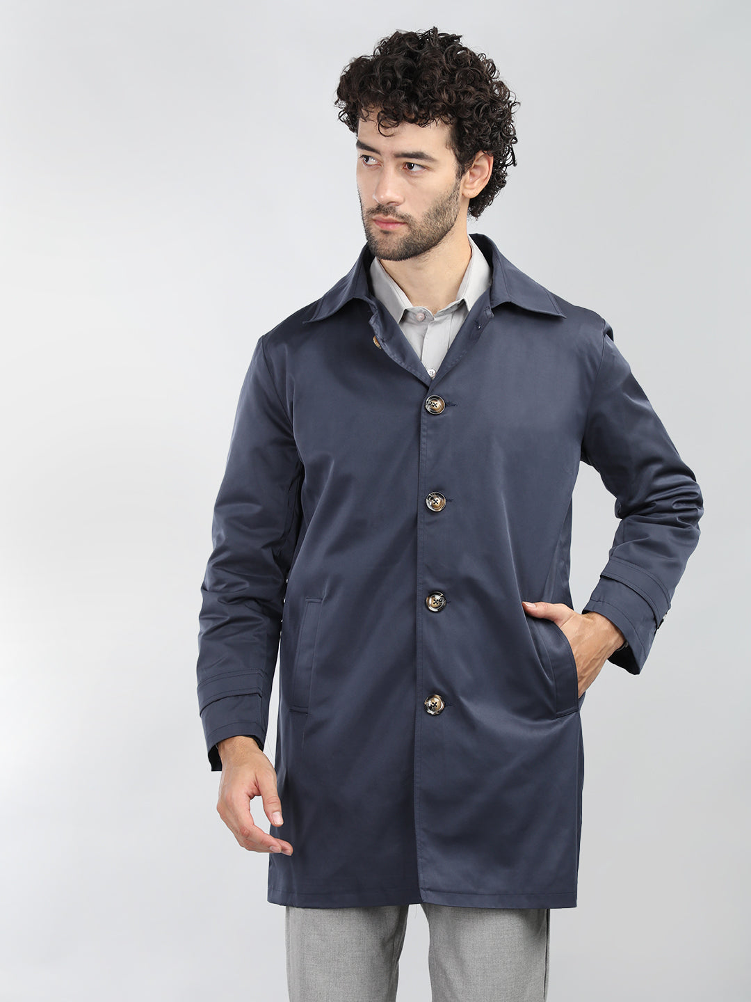 chkokko Men Single Breasted Coat