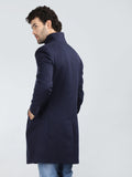 chkokko Men Long Coat Double Breasted 5 Button