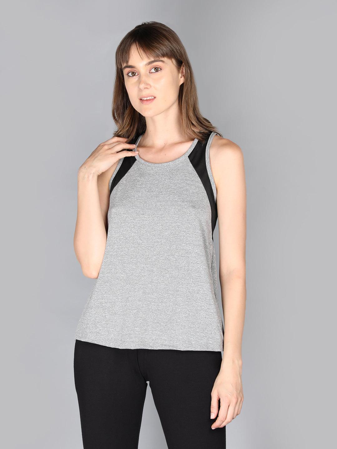 Women's Grey Sleeveless Sport Tanktop | CHKOKKO