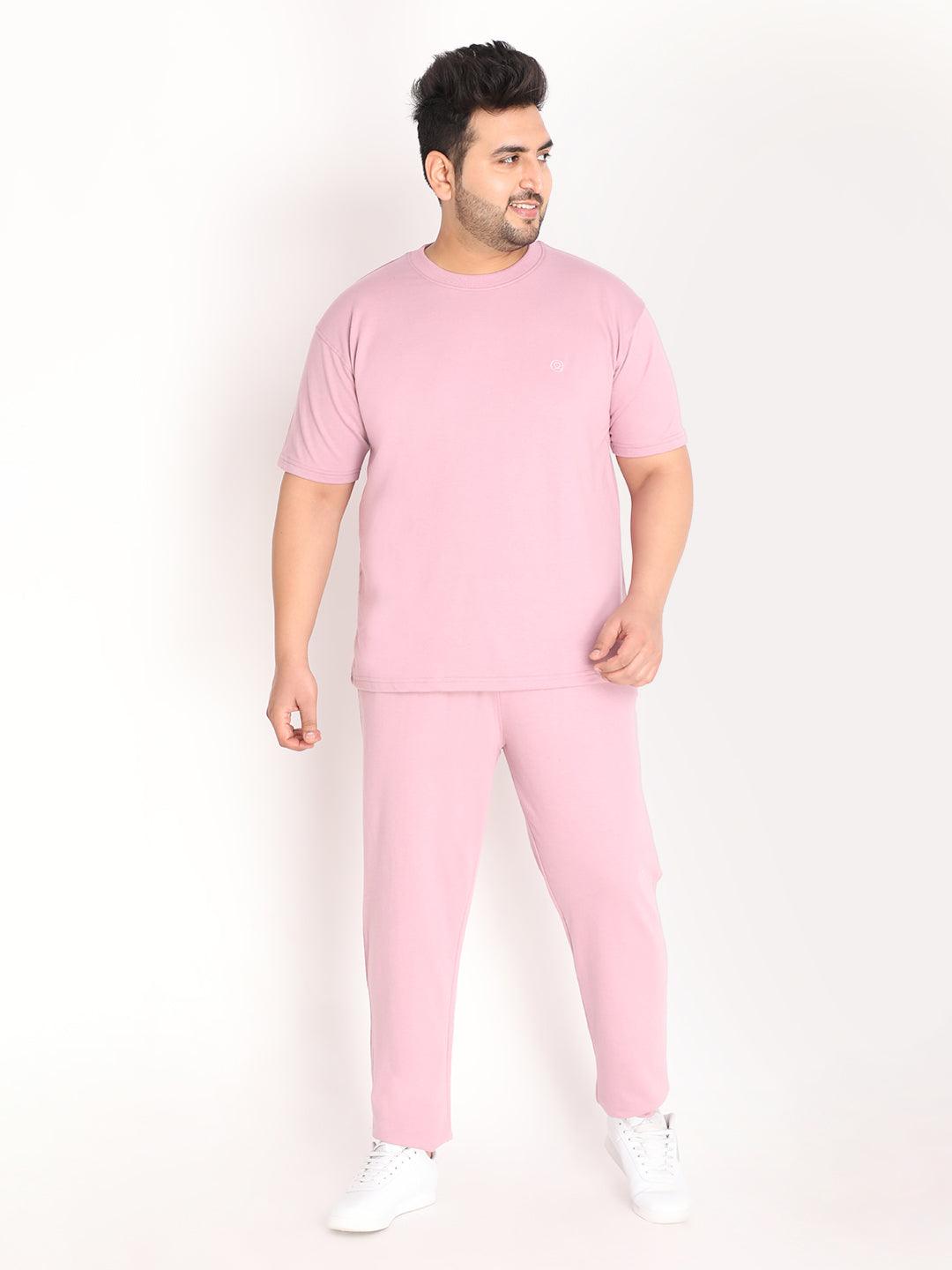 Men's Pstl Pink Plus Size Co-Ord Set | CHKOKKO