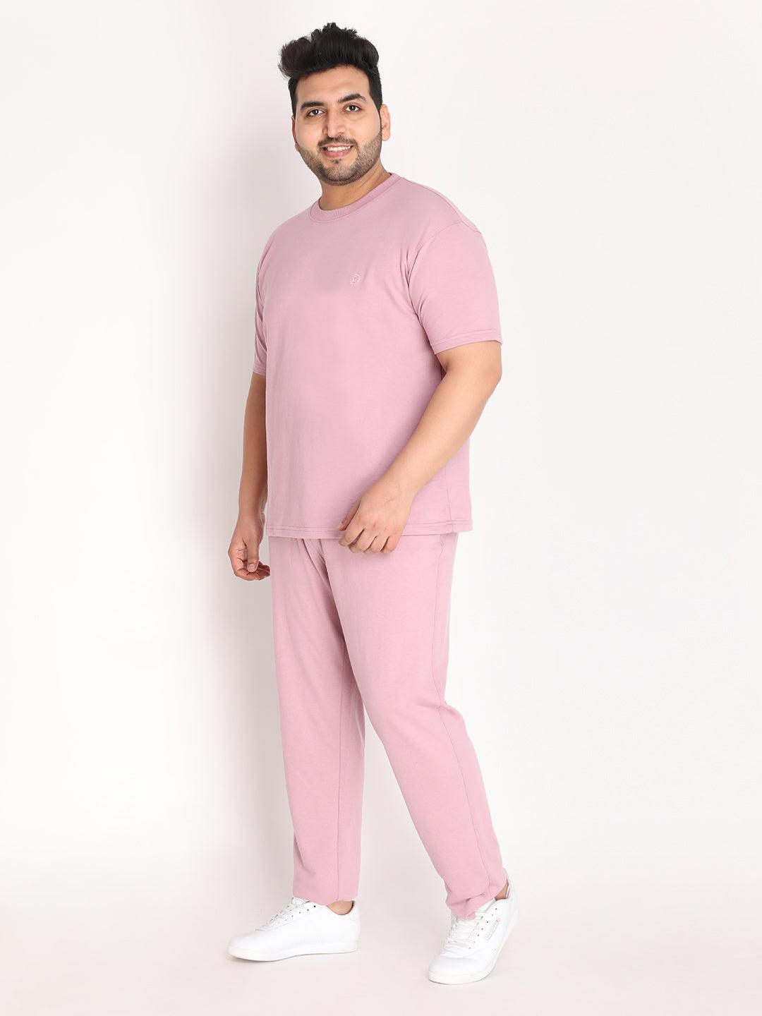Men's Pstl Pink Plus Size Co-Ord Set | CHKOKKO