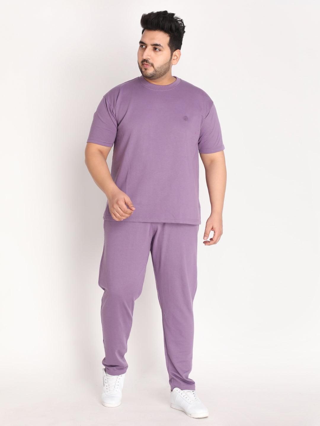 Men's Purple Plus Size Co-Ord Set | CHKOKKO