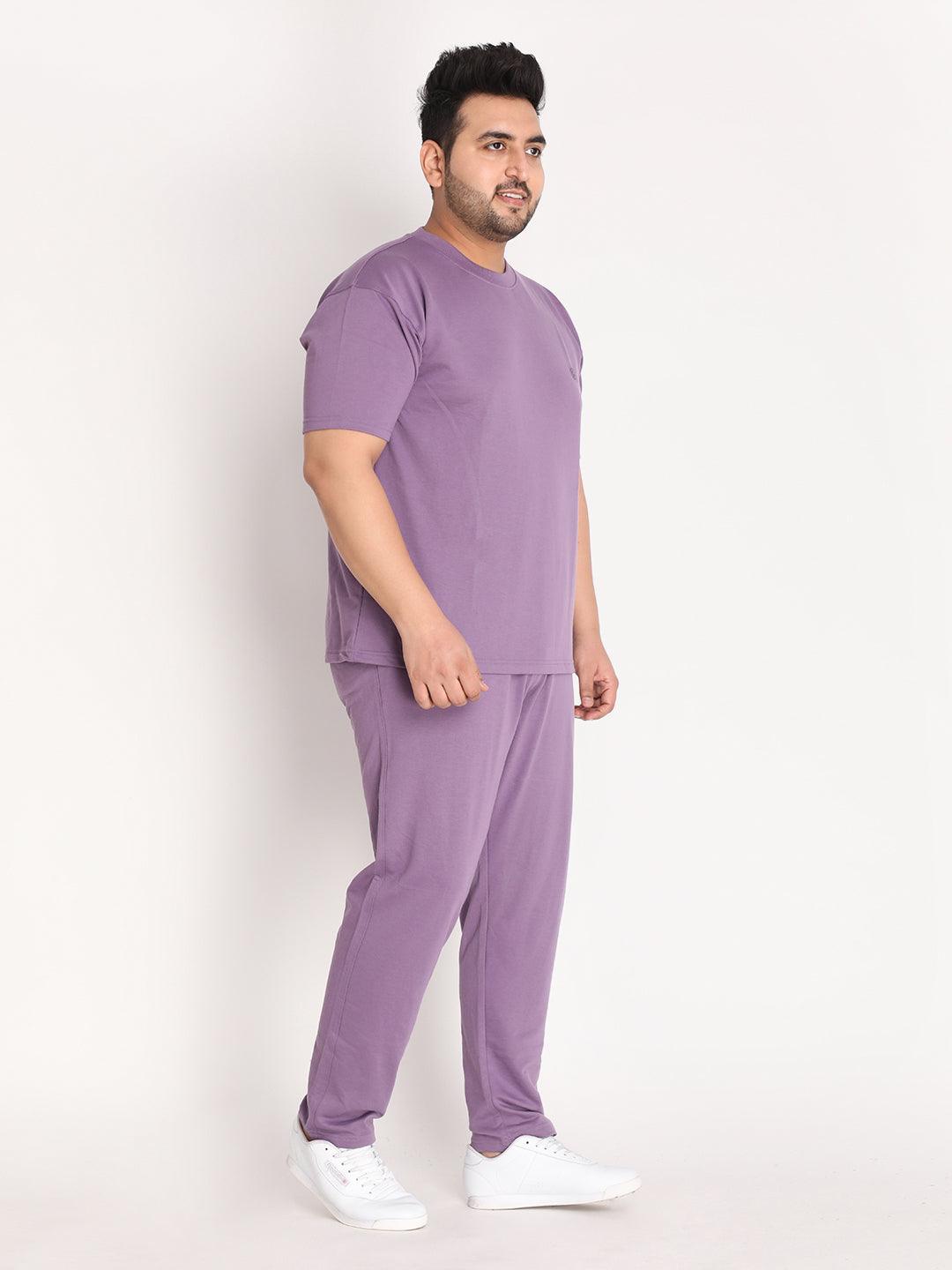 Men's Purple Plus Size Co-Ord Set | CHKOKKO