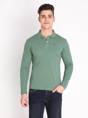 Men's Dark Green Full Sleeves Regular polo T-shirt