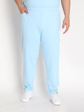 Men Sky Blue Plus Size Trackpant With Pockets