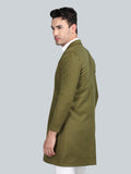 Men Single Breasted Longline Woolen Overcoat
