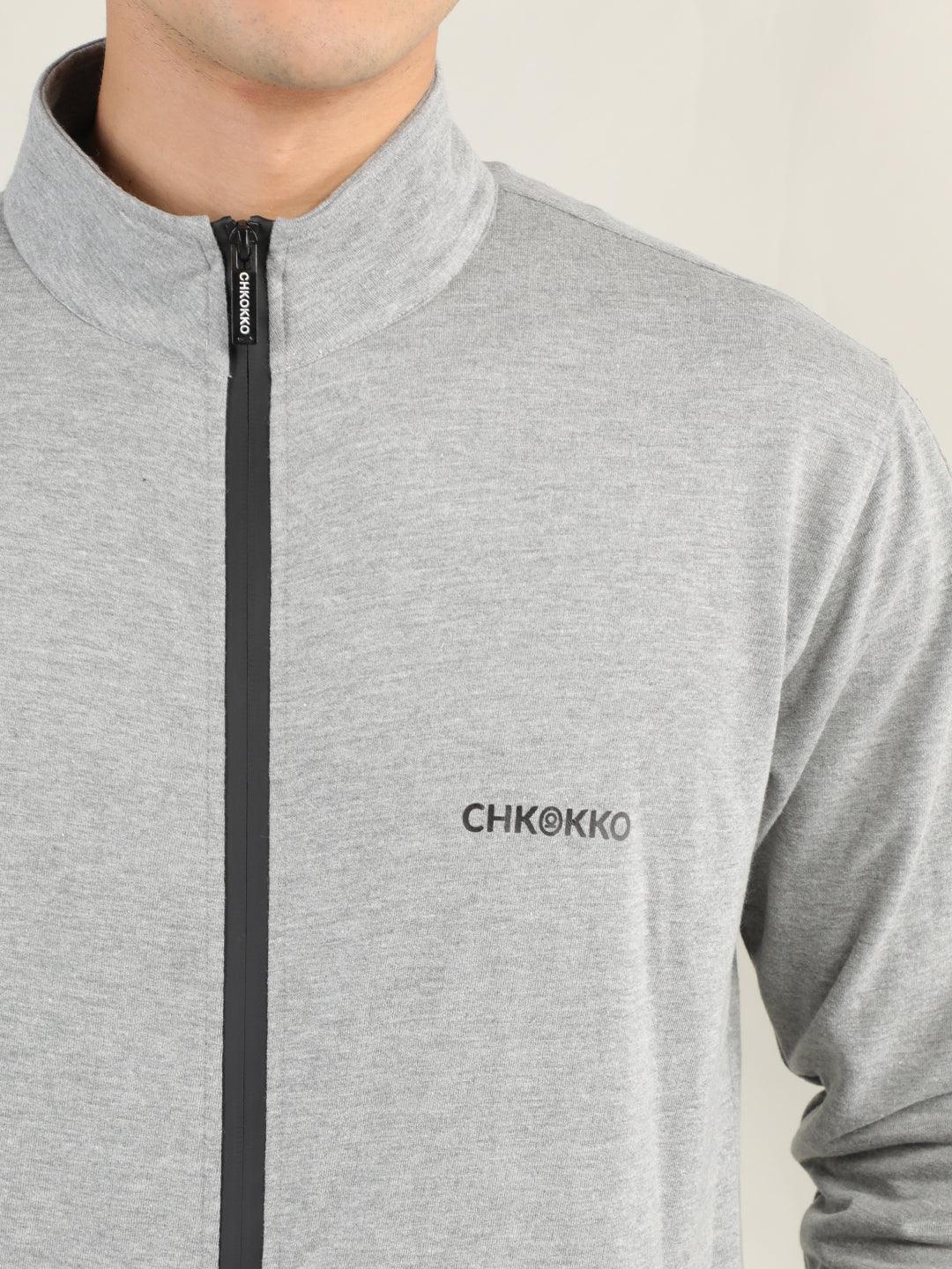 Men Light grey Zipper Jacket | CHKOKKO - Chkokko