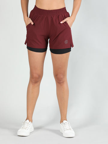 Women's Double Layered Gym Sports Shorts | CHKOKKO