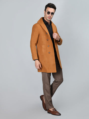 Men Long Coat Double Breasted 5 Button