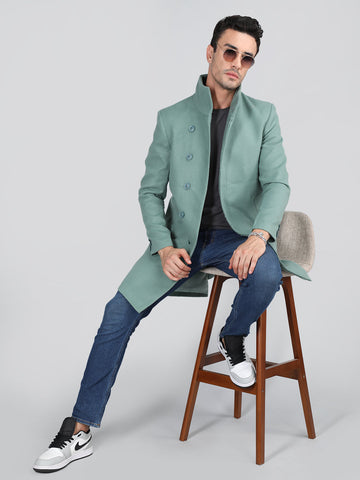 Men Long Coat Double Breasted 5 Button
