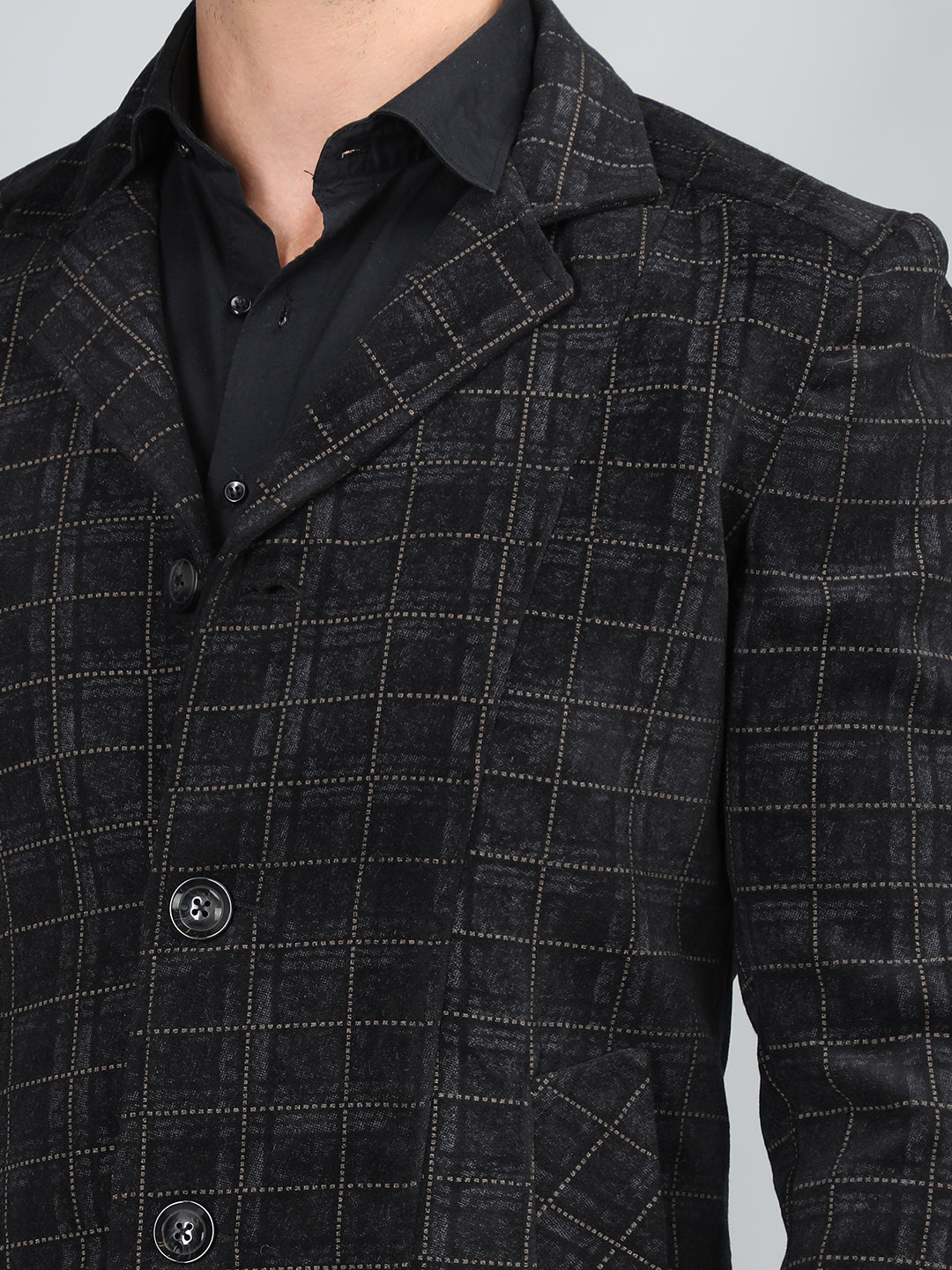 Men Checked Longline Woolen Overcoat
