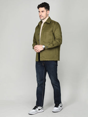 men's olive shacket