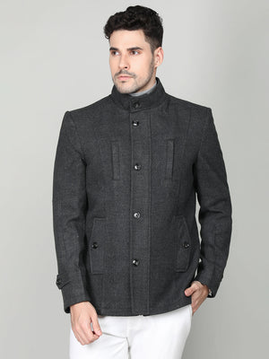 Men Woolen Tweed Pea Coat