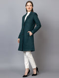 Women Notched Lapel Collar Woolen Winter Single Breasted Overcoat