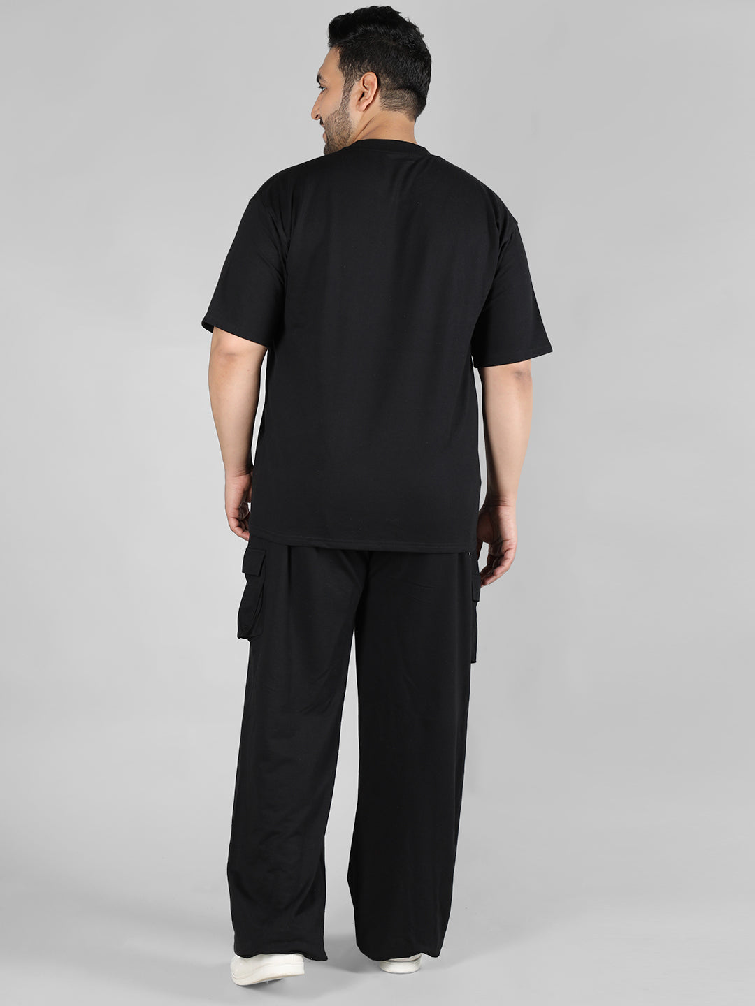 Men's Black Plus Size Co-Ord Set | CHKOKKO