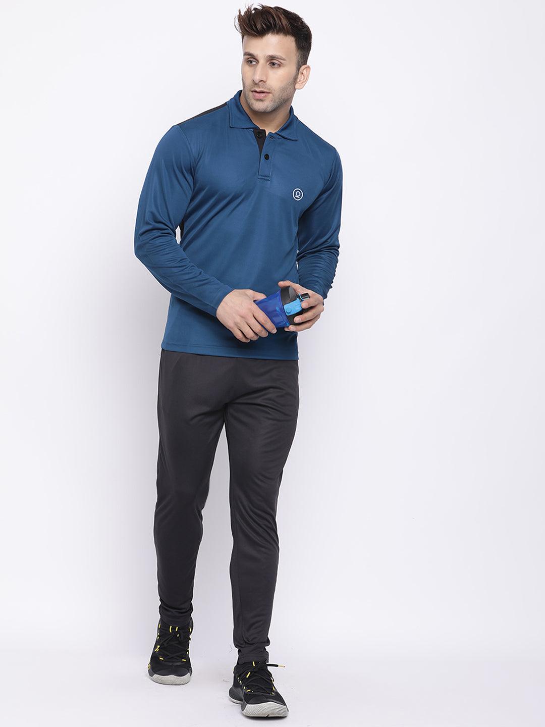 Men's Indigo Full Sleeves Polo T-shirt