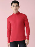 Men Red Regular Fit High Neck Winter T-shirt | CHKOKKO