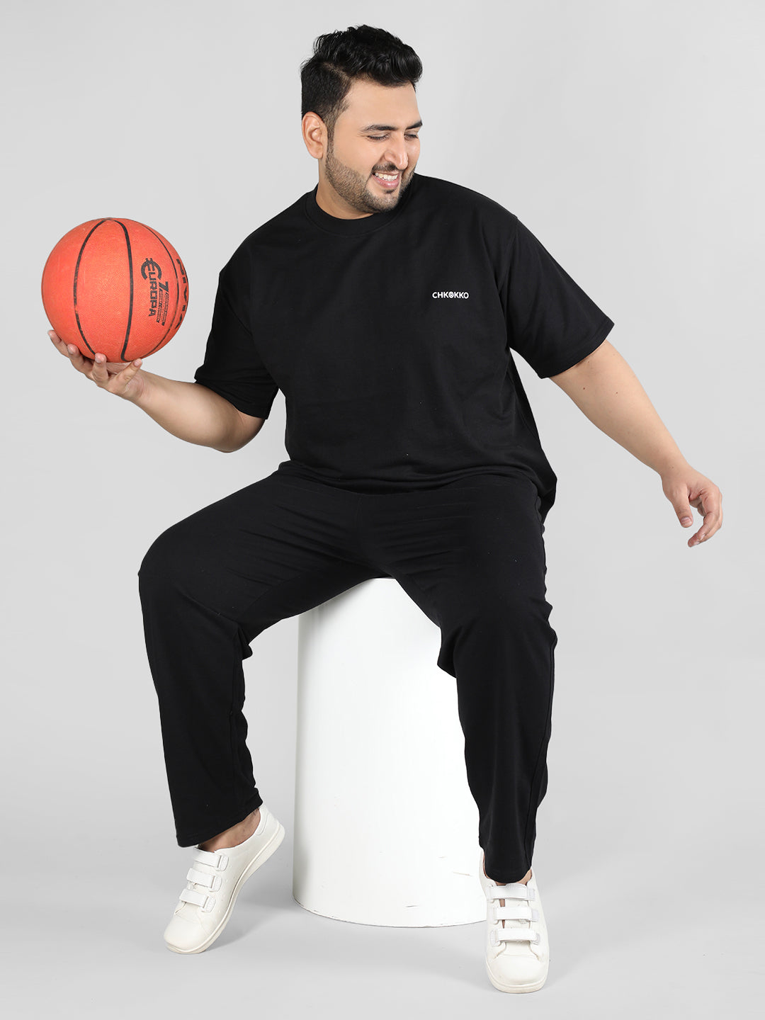 Men's Black Plus Size Co-ord Set | CHKOKKO
