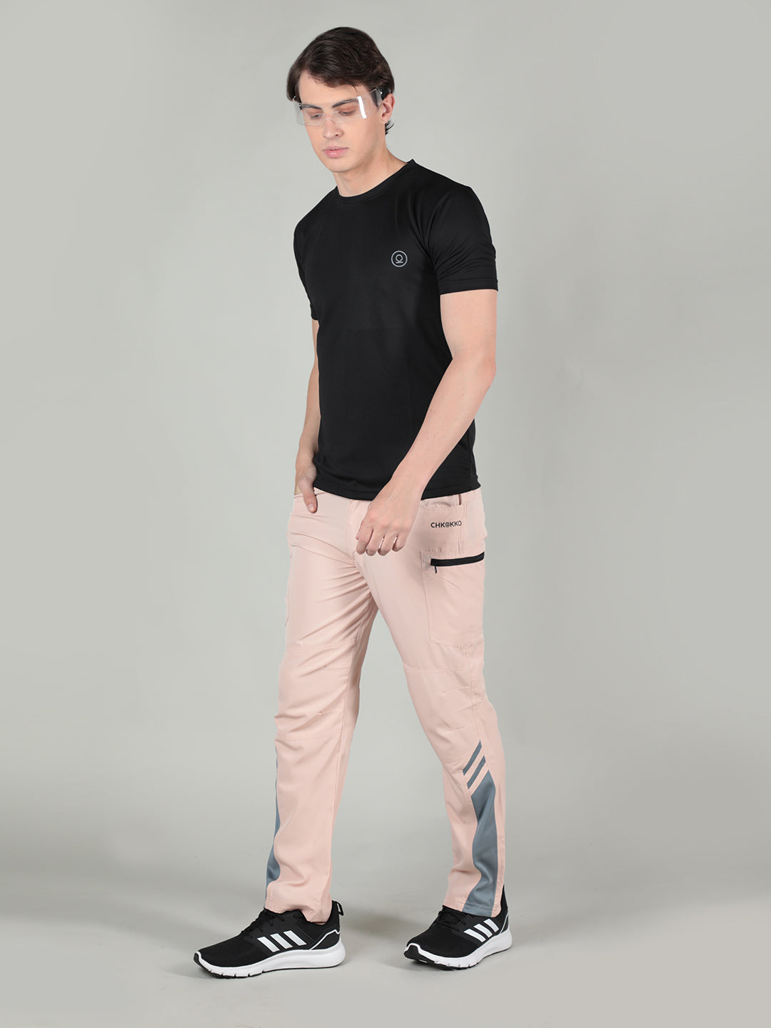 Men Peach Grey Everyday Active Trouser