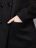 Women Spread Collar, Long Sleeves Woolen Winter Trench coat