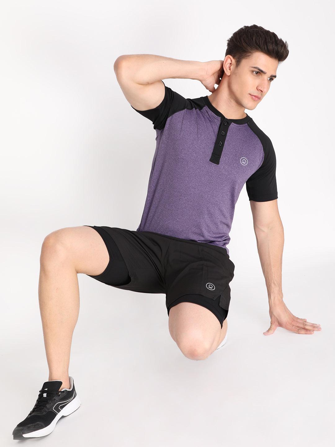 Men's Purple Black Gym T-shirt