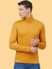 Men Mustard Winter Wear Regular Fit Turtle Neck T Shirt | CHKOKKO