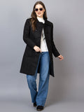 Women Spread Collar, Long Sleeves Woolen Winter Trench coat