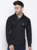 Men's Black Full Sleeves Polo T-Shirt