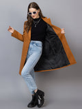 Women Notched Lapel Collar Woolen Overcoat