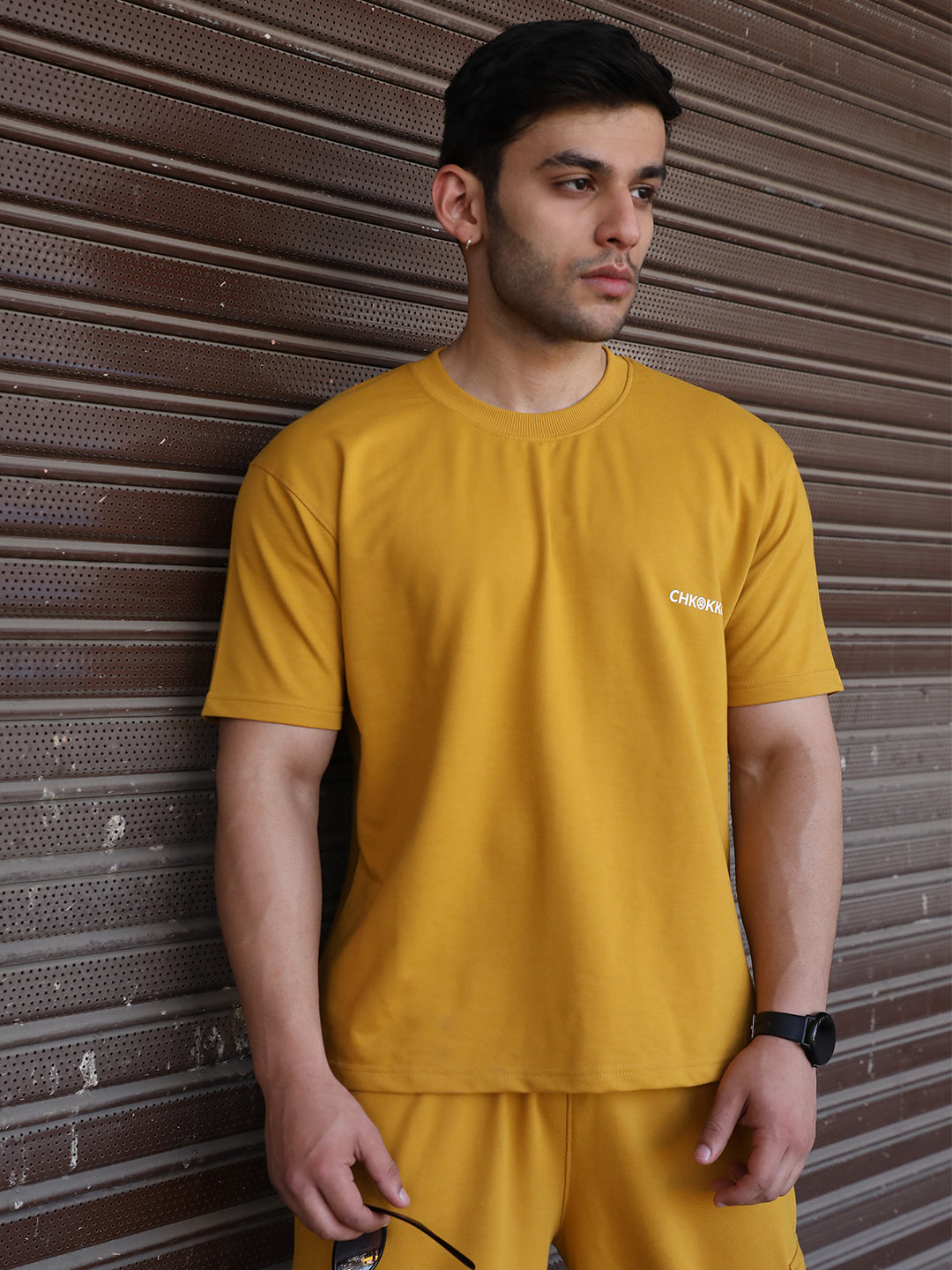 Men's Mustard Half Sleeves T-shirt