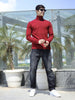 Men Maroon Winter Wear Regular Fit Turtle Neck T Shirt | CHKOKKO