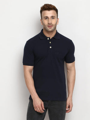 Men's Navy Blue Half Sleeves Polo T-Shirt